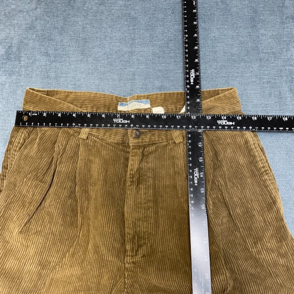 Old Navy Corduroy Pants Mens 31x31 Brown Pleated Straight Leg Cuffed Hem Chino